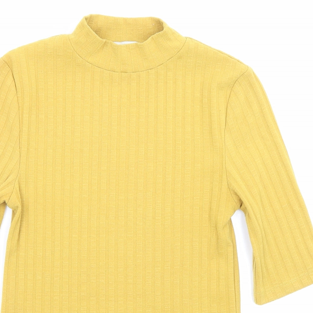 Joy Trent Womens Yellow Polyester Basic T-Shirt Size 8 Halter