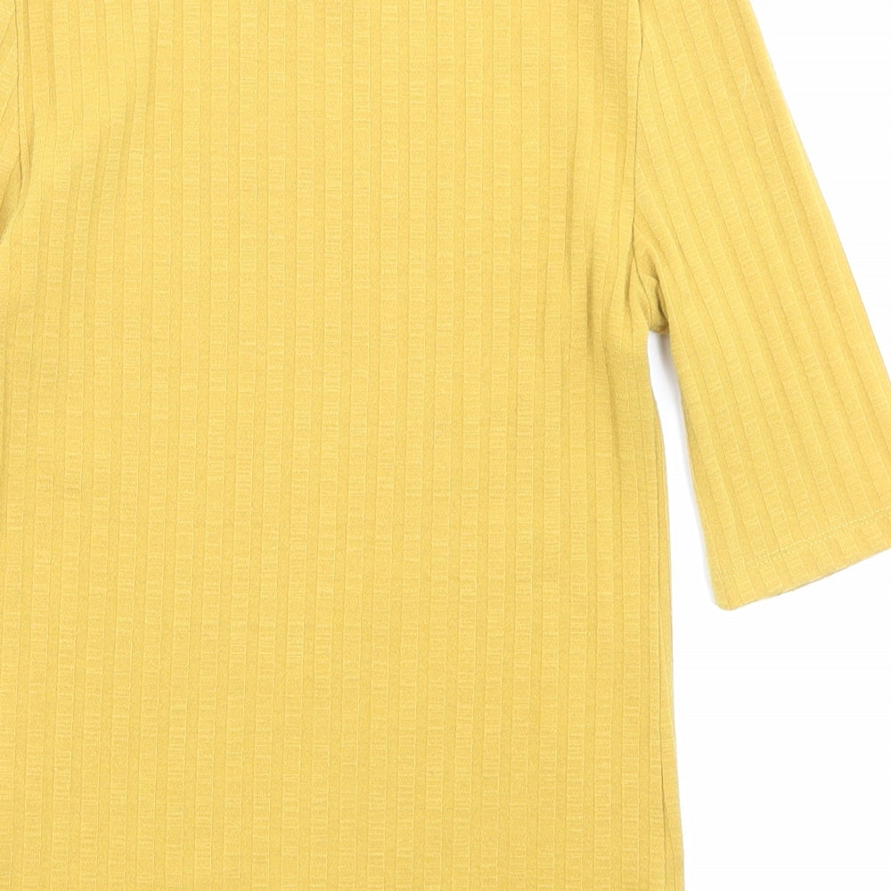 Joy Trent Womens Yellow Polyester Basic T-Shirt Size 8 Halter