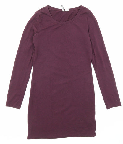 Divided by H&M Womens Purple Polyester Mini Size S Crew Neck Pullover