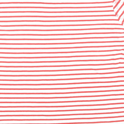 EWM Womens Red Striped Cotton Basic T-Shirt Size 10 Boat Neck - Floral, Size 10-12