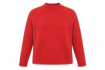 //text.. Womens Red High Neck Acrylic Pullover Jumper Size M