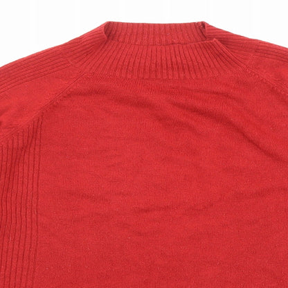 //text.. Womens Red High Neck Acrylic Pullover Jumper Size M