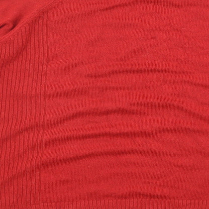 //text.. Womens Red High Neck Acrylic Pullover Jumper Size M
