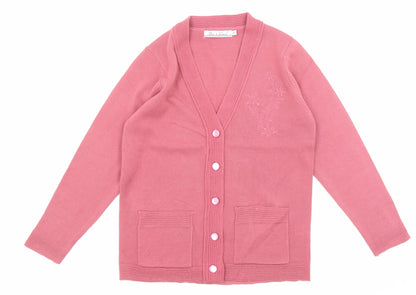 Womens UK Size S Pure & Natural Pink Cardigan Jumper