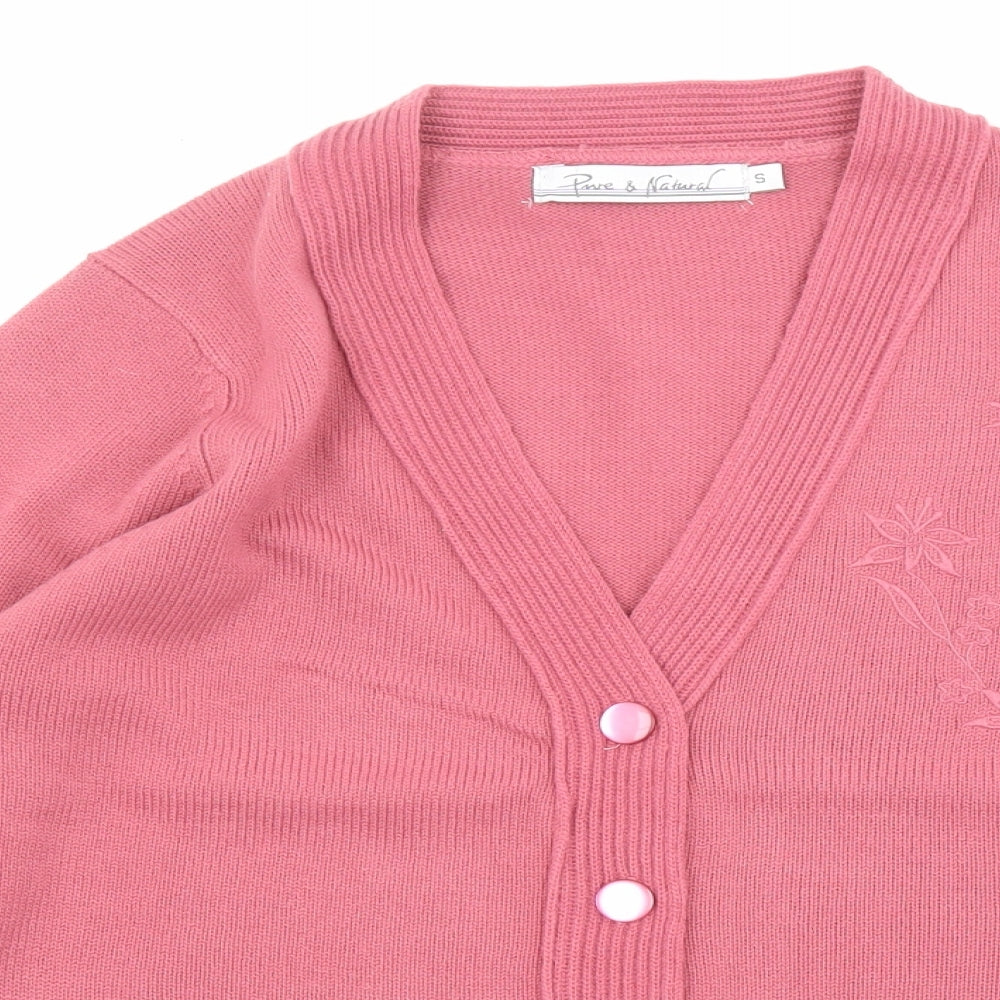 Womens UK Size S Pure & Natural Pink Cardigan Jumper