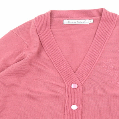 Womens UK Size S Pure & Natural Pink Cardigan Jumper