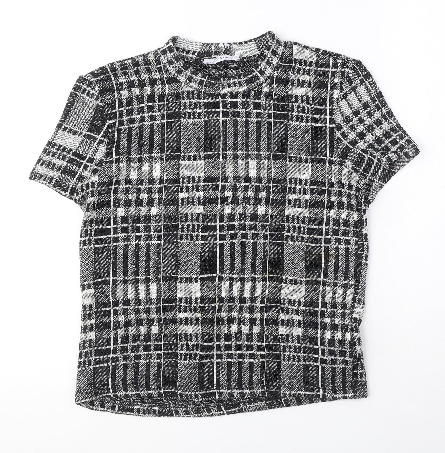 Womens UK Size S Zara Black Basic T-Shirt