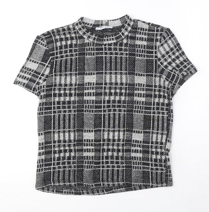 Womens UK Size S Zara Black Basic T-Shirt