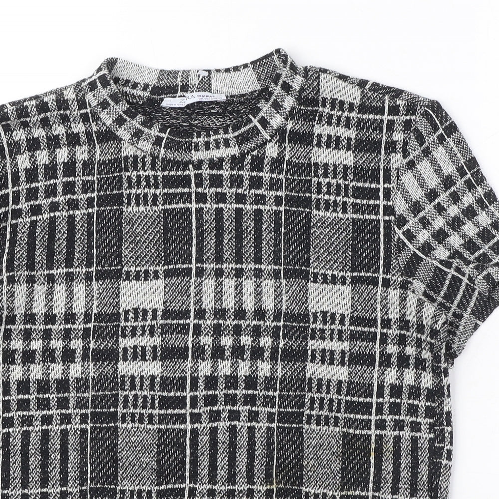 Womens UK Size S Zara Black Basic T-Shirt