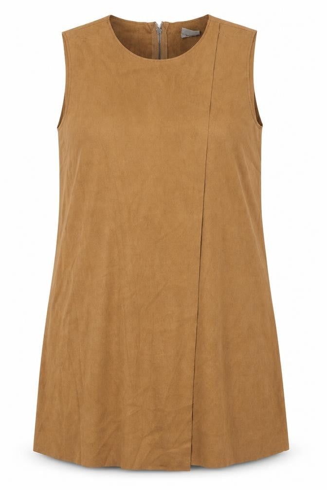 VERO MODA Womens Brown Polyester A-Line Size XL Round Neck Zip