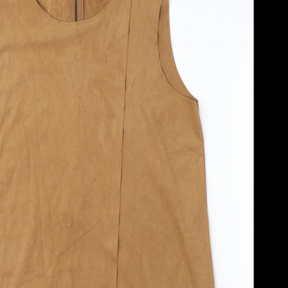 VERO MODA Womens Brown Polyester A-Line Size XL Round Neck Zip