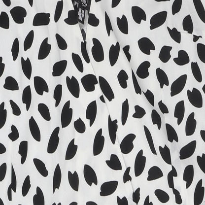 Missguided Womens White Geometric Polyester Wrap Dress Size 10 V-Neck Tie