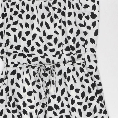 Missguided Womens White Geometric Polyester Wrap Dress Size 10 V-Neck Tie