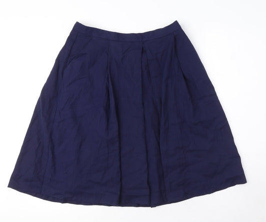 Precis Womens Blue Viscose Flare Skirt Size 12 Zip