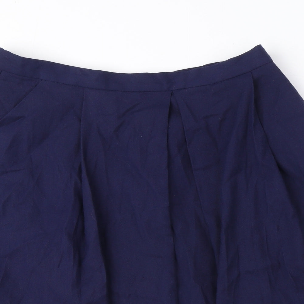 Precis Womens Blue Viscose Flare Skirt Size 12 Zip