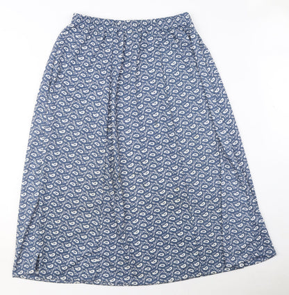 Edmee Collection Womens Blue Floral Polyester A-Line Skirt Size 14 - Size 14-16
