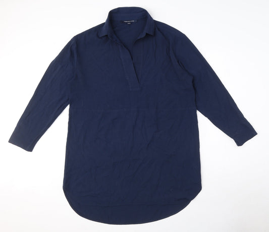 French Connection Womens Blue Polyester Shirt Dress Size 10 Collared Pullover