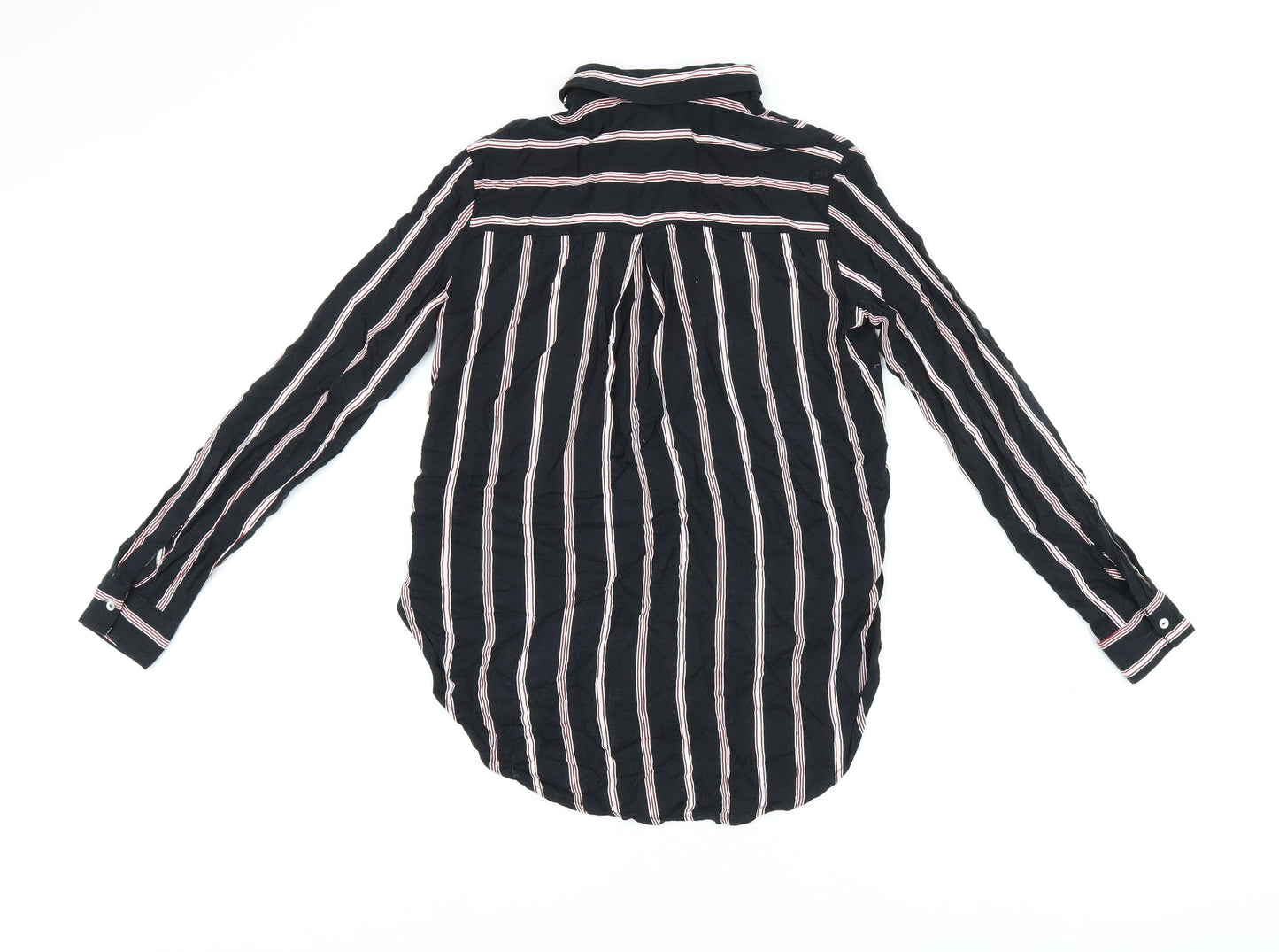 alcott Womens Black Striped Viscose Basic Button-Up Size XS Collared