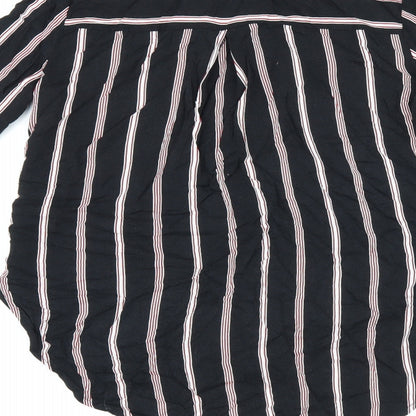 alcott Womens Black Striped Viscose Basic Button-Up Size XS Collared