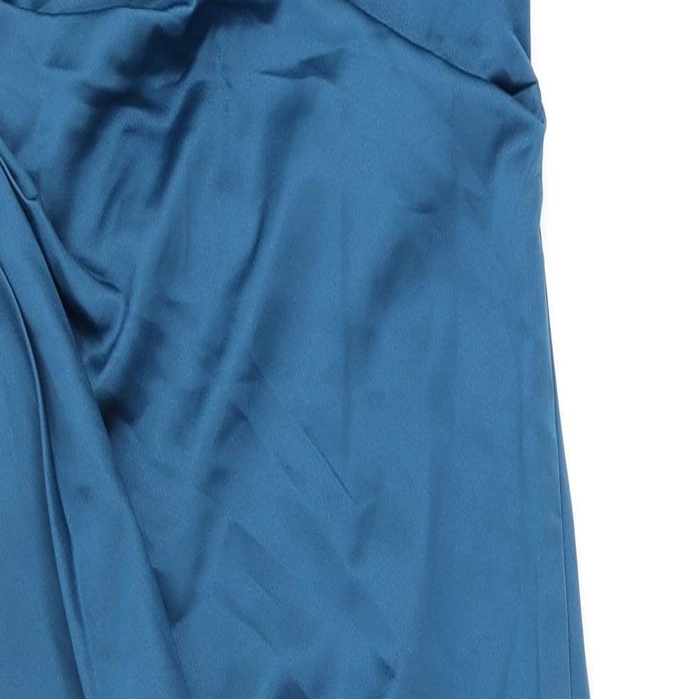 PRETTYLITTLETHING Womens Blue Polyester Bodycon Size 10 One Shoulder Zip