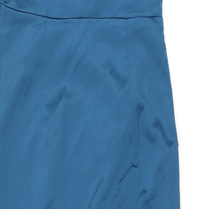 PRETTYLITTLETHING Womens Blue Polyester Bodycon Size 10 One Shoulder Zip