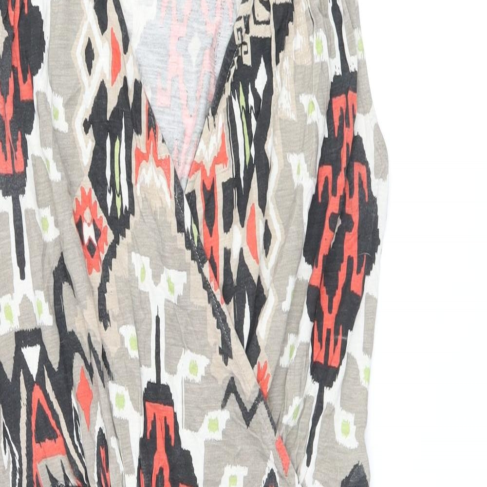 John Lewis Womens Brown Geometric Viscose Mini Size M V-Neck Pullover