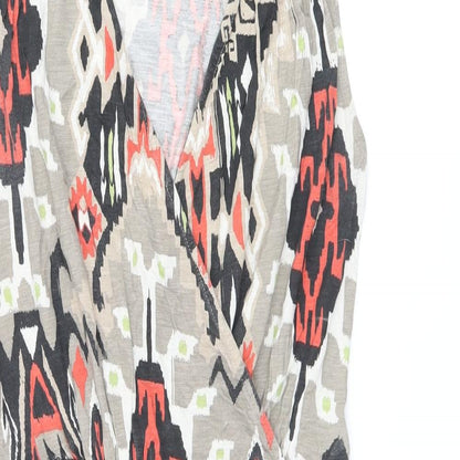 John Lewis Womens Brown Geometric Viscose Mini Size M V-Neck Pullover