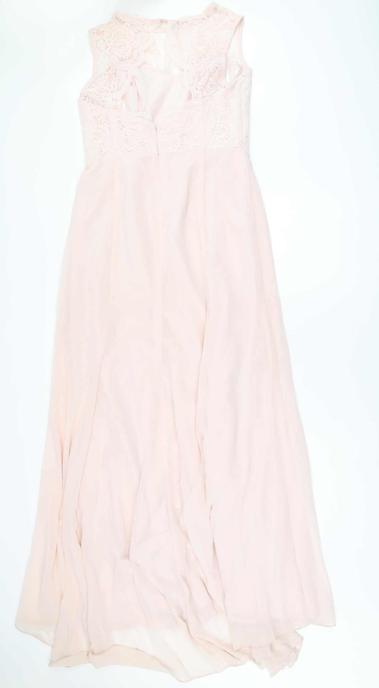 Vivian Diamond Womens Pink Polyester Maxi Size 14 Boat Neck Zip - Blush