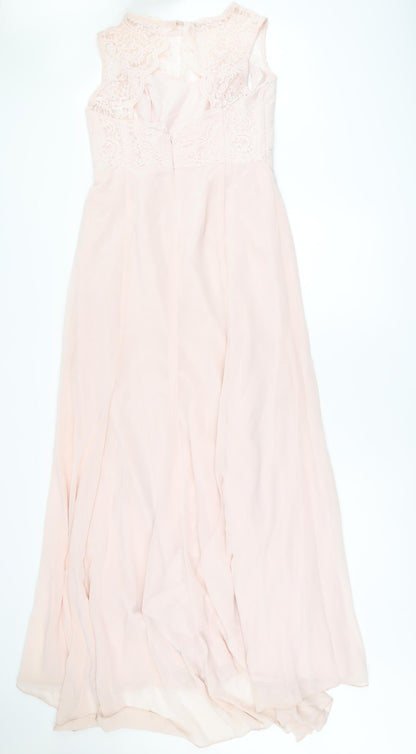 Vivian Diamond Womens Pink Polyester Maxi Size 14 Boat Neck Zip - Blush