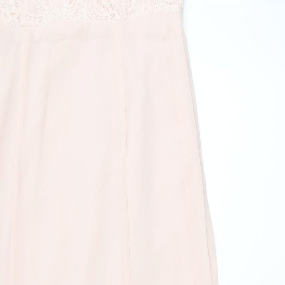 Vivian Diamond Womens Pink Polyester Maxi Size 14 Boat Neck Zip - Blush