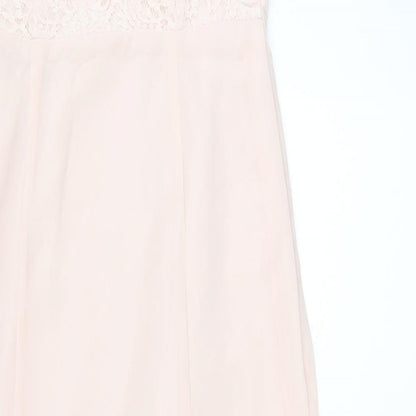 Vivian Diamond Womens Pink Polyester Maxi Size 14 Boat Neck Zip - Blush