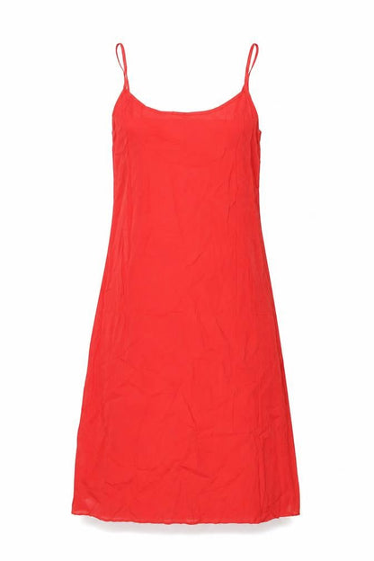 Marks and Spencer Womens Red Cotton Tank Dress Size 6 Scoop Neck Pullover