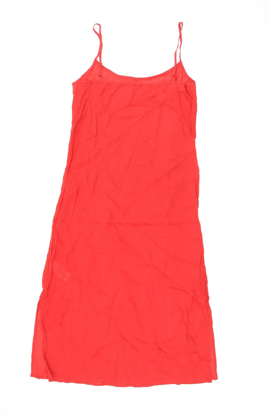 Marks and Spencer Womens Red Cotton Tank Dress Size 6 Scoop Neck Pullover