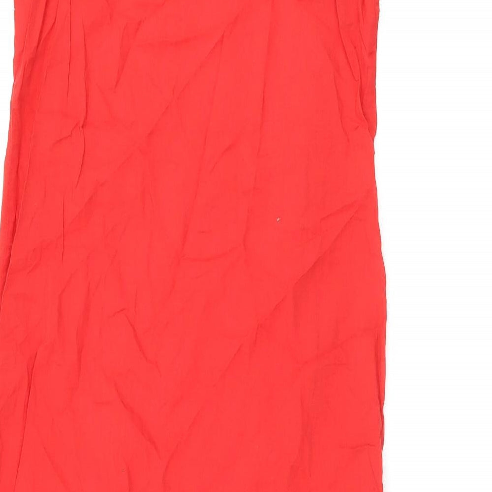 Marks and Spencer Womens Red Cotton Tank Dress Size 6 Scoop Neck Pullover