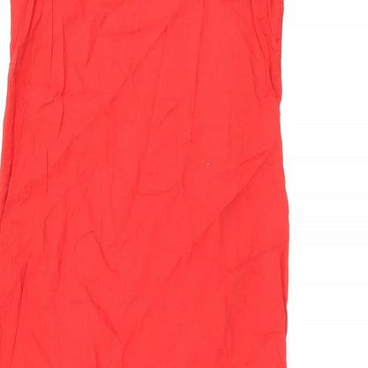 Marks and Spencer Womens Red Cotton Tank Dress Size 6 Scoop Neck Pullover