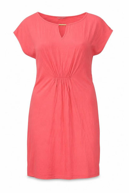 Marks and Spencer Womens Pink Viscose T-Shirt Dress Size 14 Boat Neck Pullover - Keyhole Neck