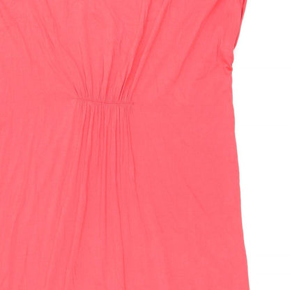 Marks and Spencer Womens Pink Viscose T-Shirt Dress Size 14 Boat Neck Pullover - Keyhole Neck
