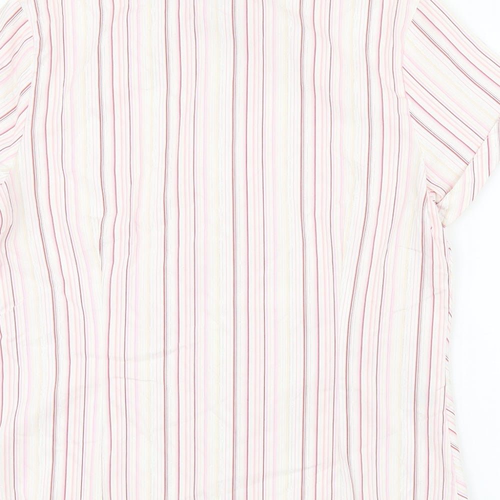 AMARANTO Womens Pink Striped Cotton Basic Button-Up Size 12 Collared