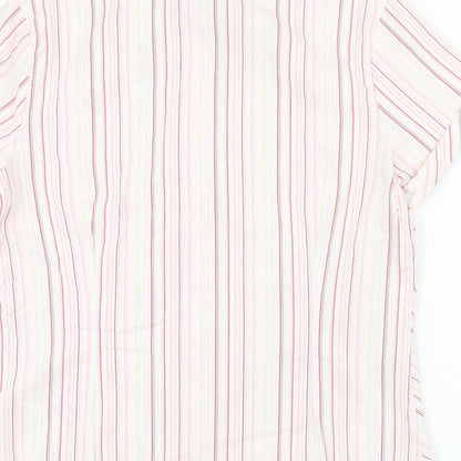 AMARANTO Womens Pink Striped Cotton Basic Button-Up Size 12 Collared