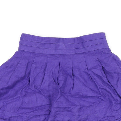 Marks and Spencer Womens Purple Linen A-Line Skirt Size 10