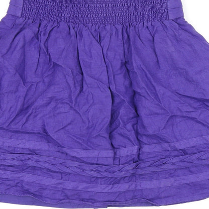 Marks and Spencer Womens Purple Linen A-Line Skirt Size 10