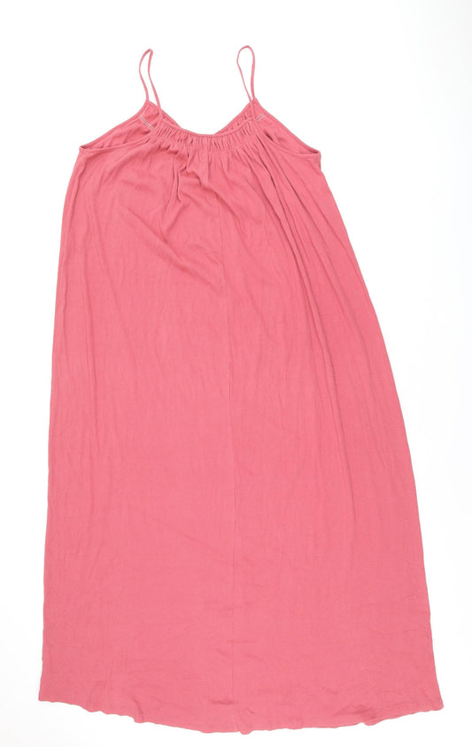 Zara Womens Red Cotton Tank Dress Size 10 V-Neck Pullover - Ribbed fabric