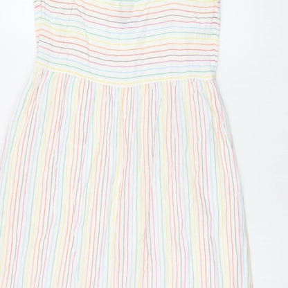 Gap Womens White Striped Cotton Tank Dress Size M Square Neck Zip