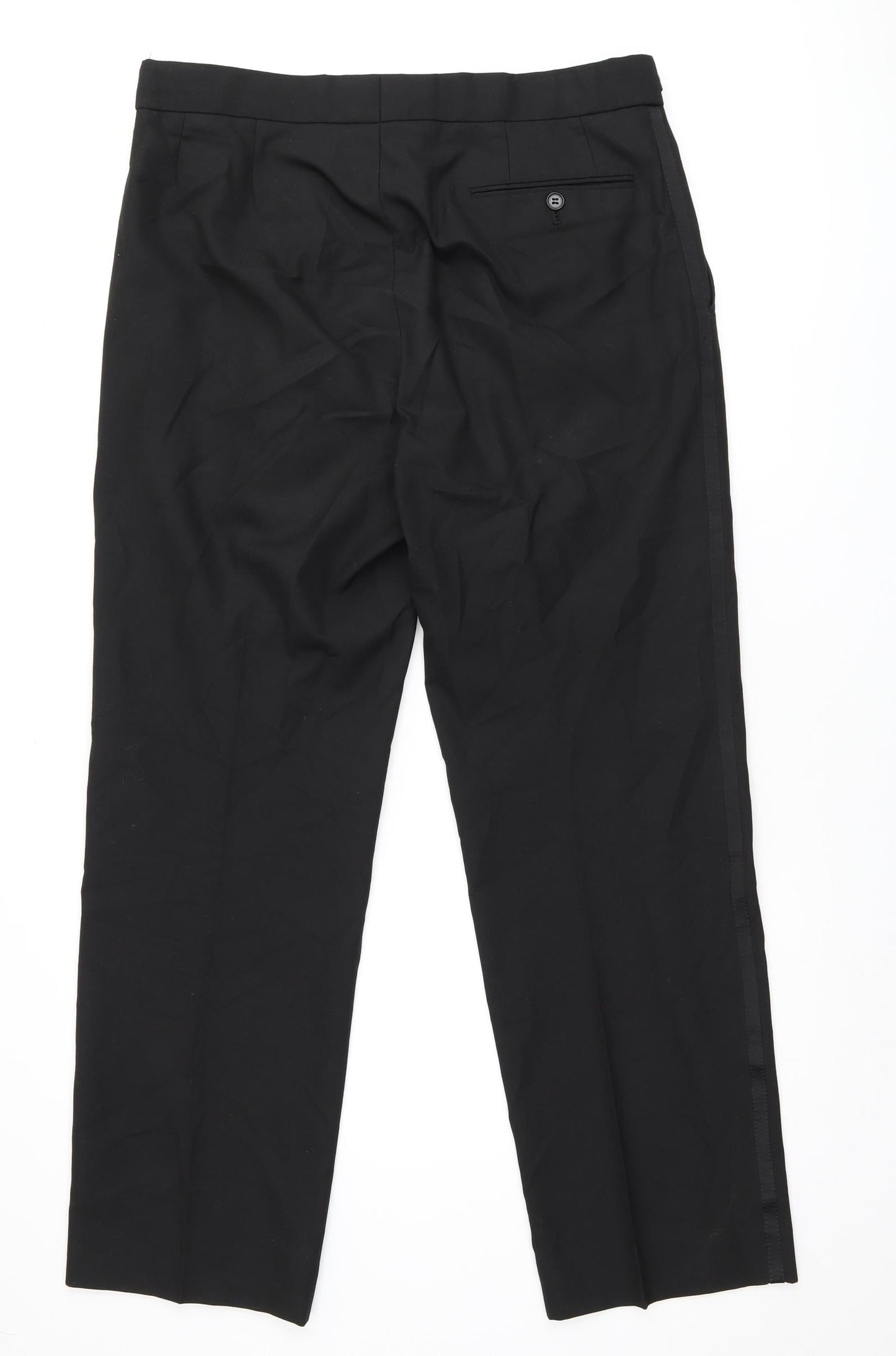 Scott & Taylor Mens Black Polyester Dress Pants Trousers Size 34 in L29 in Regular Zip