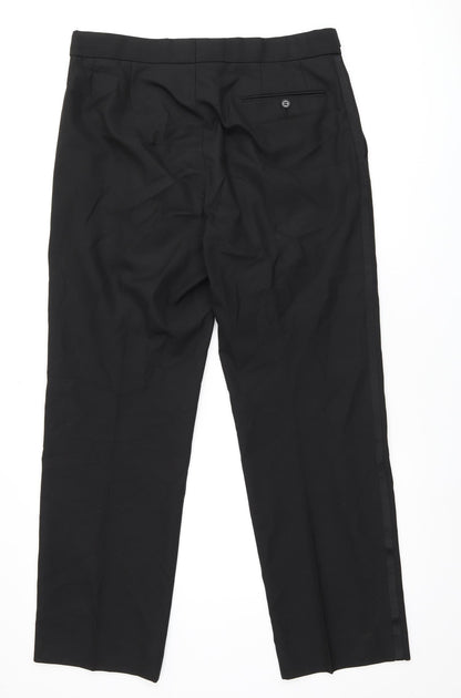 Scott & Taylor Mens Black Polyester Dress Pants Trousers Size 34 in L29 in Regular Zip