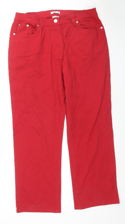 Womens UK Size 12 Damart Regular Fit  Red Trousers