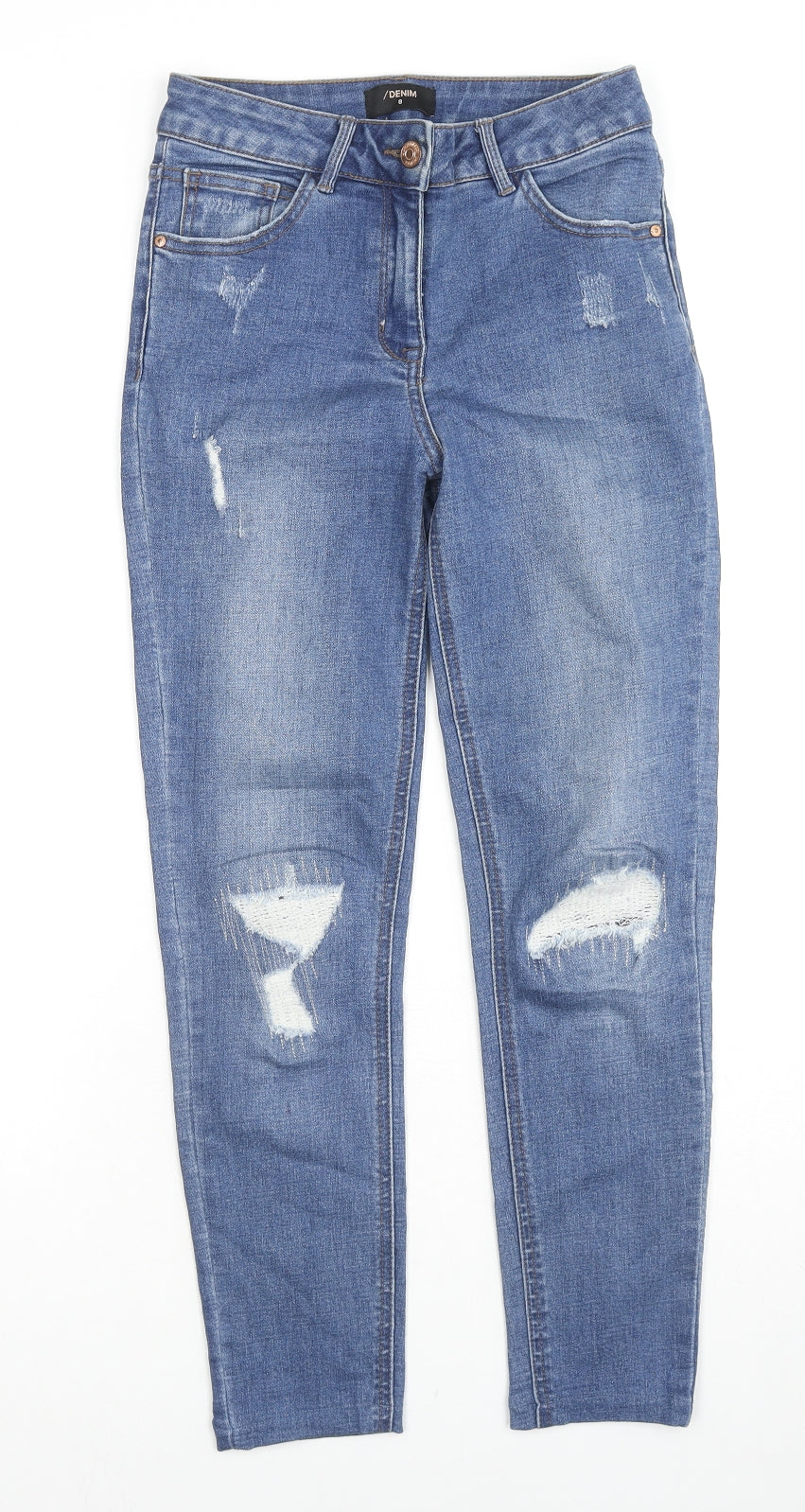 Matalan Womens Blue Cotton Skinny Jeans Size 8 L24 in Regular Zip