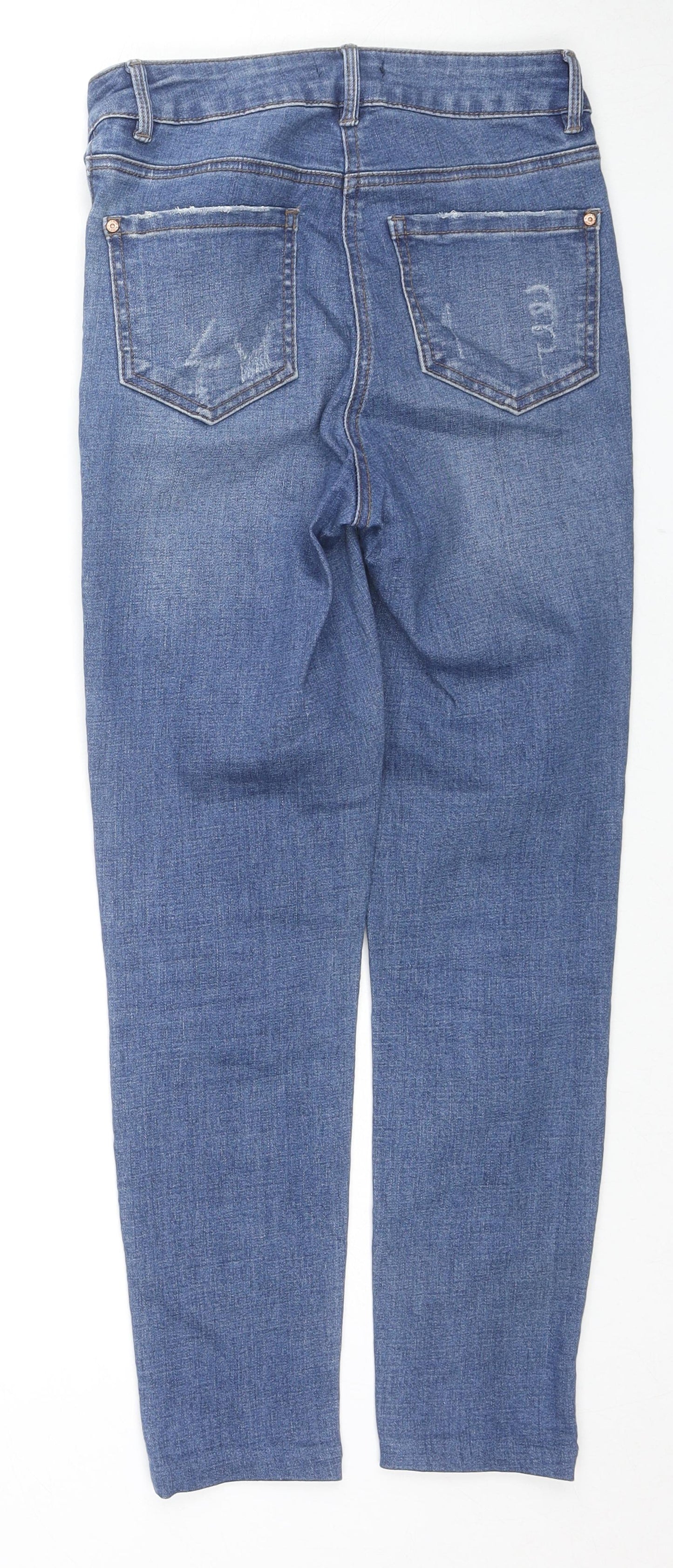 Matalan Womens Blue Cotton Skinny Jeans Size 8 L24 in Regular Zip