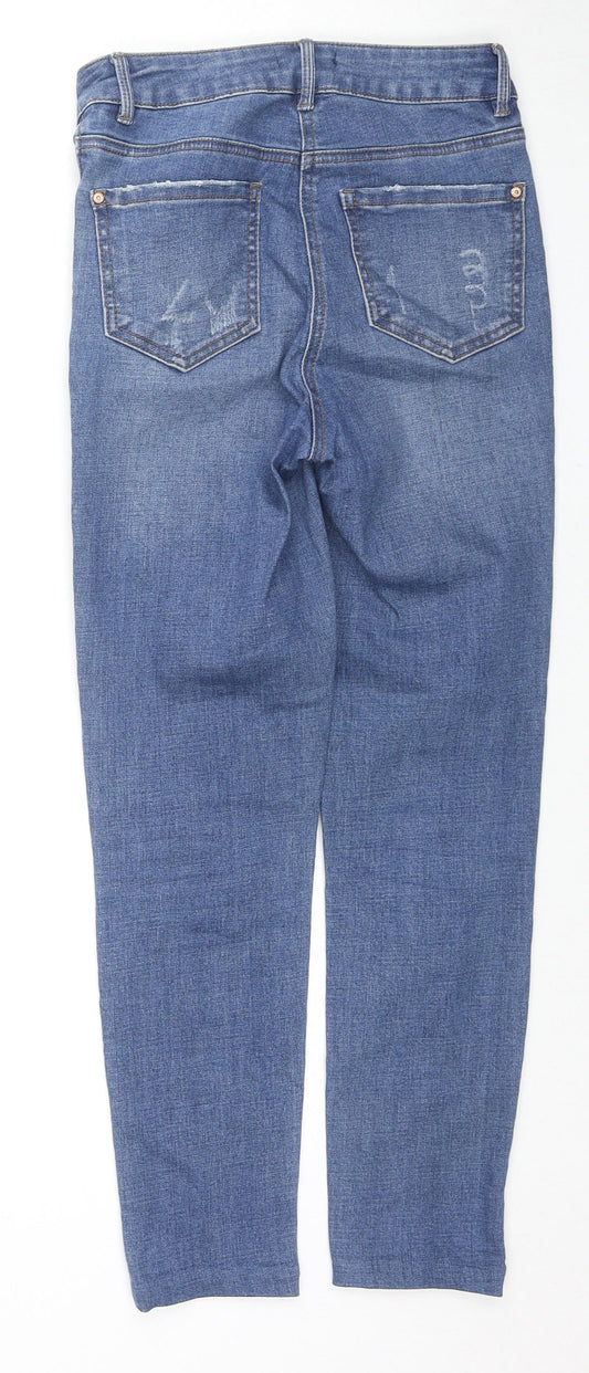 Matalan Womens Blue Cotton Skinny Jeans Size 8 L24 in Regular Zip