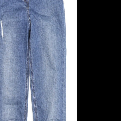 Matalan Womens Blue Cotton Skinny Jeans Size 8 L24 in Regular Zip